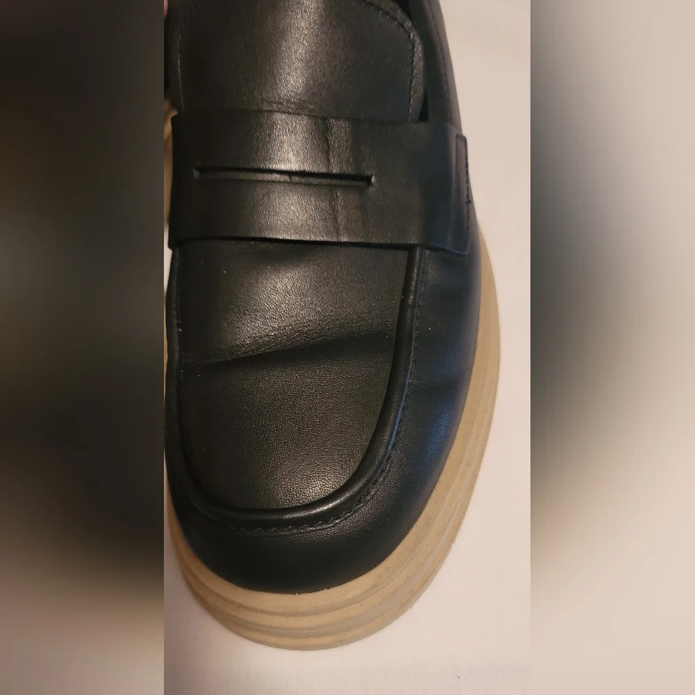 Zara Black Leather Slip-On Loafers Mens Size 45 - Picture 4 of 13